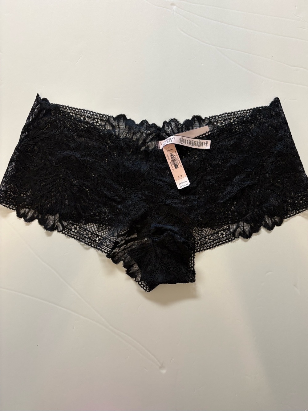 Victoria's Secret Black Lace boy short panties L - Picture 1 of 6
